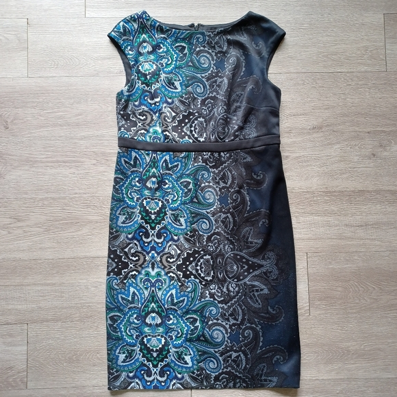 Chico's Dresses & Skirts - Chico's Sheath Dress Size 6 Blue Fade to Black Paisley